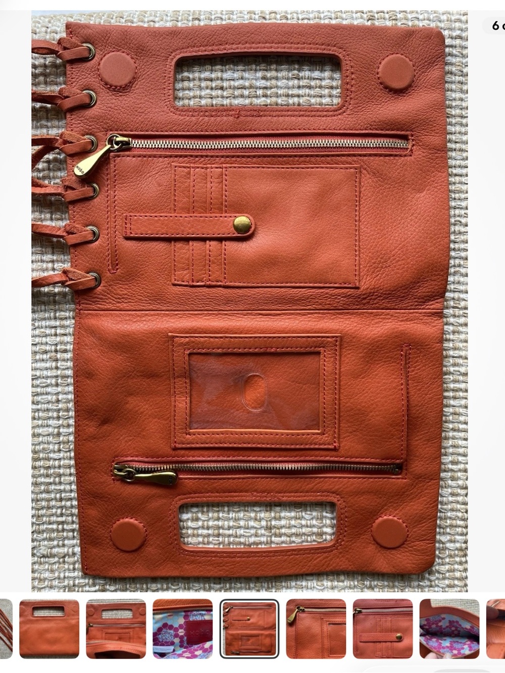 HOBO Sunny Orange Leather Fringe Clutch - Picture 6 of 16